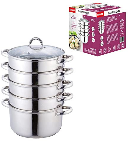 Dampfkocher, Mantowarka, Gardampfkochtopf Set aus Edelstahl/Мантоварка - Мантышница, 32cm Biodampfkocher/Induktion