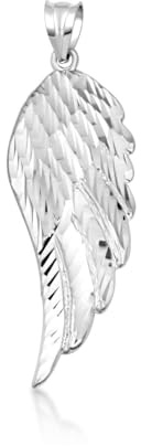 Claddagh Gold .925 Sterling Silver Textured Single Angel Wing Heavenly Celestial Charm Pendant Only