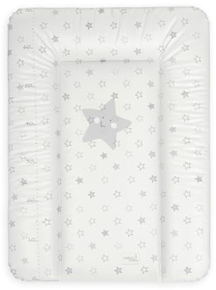 Ceba Baby® Wickelauflage - weiche Wickelunterlage - Baby Wickeltischauflage - 50x70 cm - Abwaschbar - OEKO-TEX® Standard 100 - Made in EU - Grau Sterne - 50 x 70 cm