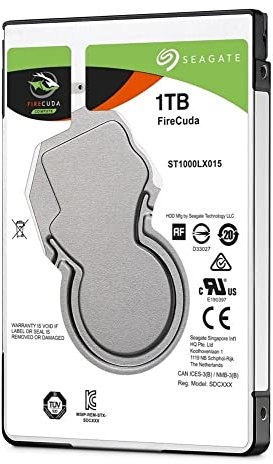 Seagate ST1000LX015 2.5-Inch 1 TB FireCuda 5400 RPM SATA Internal SSHD Hard Drive with 7 mm Form Factor - Silver