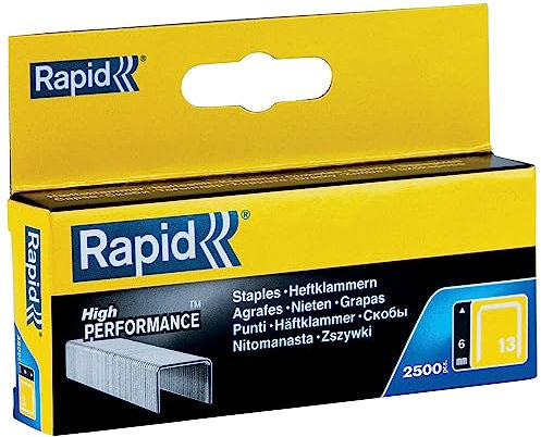 Rapid Caja de Grapas N.º 13 de Alambre Fino de Acero Galvanizado, 6 mm – 2.500 Grapas