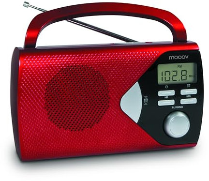 Mooov 477201 - metronic 477205 - Radio portátil, Radio Am/FM, Pantalla Digital, Alarma Opcional, Color Rojo (Importado).