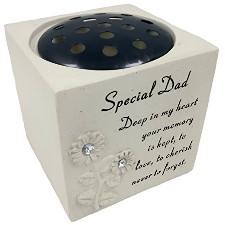 Gedenk-Blumentopf fürs Grab, Topf mit Vers für Blumen, mit Rose-Verzierung, Grabschmuck-Vase, keramik, Special Dad, 5 1/2wide x 5 1/2 High x 5 1/2 Deep (14cm x 14cm x 14cm,)