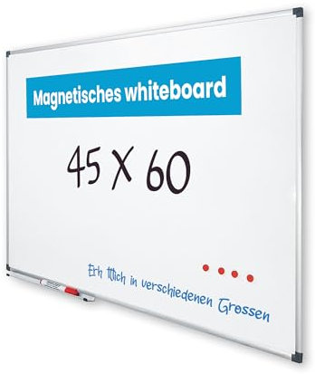 Vivol Eco Magnetic Whiteboard | Aluminium Rahmen | Magnettafel Whiteboardwand Magnetwand | Stiftablage | 8 Größen | Magnetisch und Beschreibbar (45 x 60)