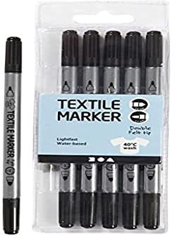 Textilmalstifte, Dicke 2,3+3,6 Strichstärke, schwarz, 6Stck.