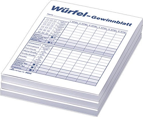 RNK-Verlag Würfelspiel - Würfel, Hexaeder, DIN A6, 3 x 85 Blatt