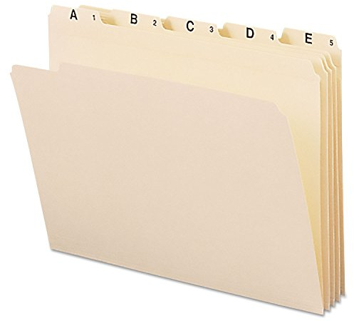 Smead Indexed File Folders, 1/5-Cut Tab, Assorted Positions, Indexed, Letter Size, Manila (A-Z)