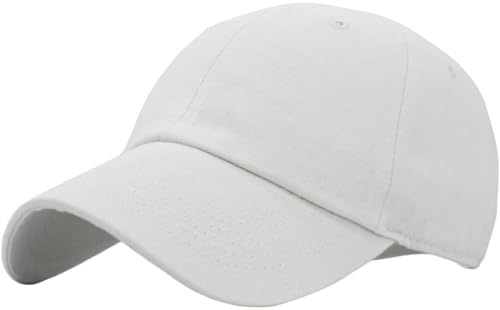 KB-LOW WHT Classic Cotton Dad Hat Adjustable Plain Cap. Polo Style Low Profile (Unstructured) (Classic) White Adjustable