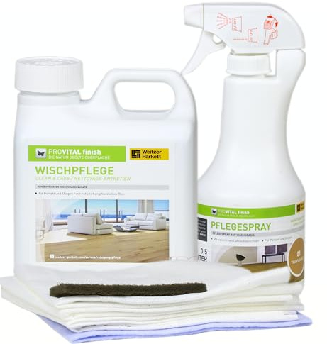 Weitzer Parkett PROVITAL Pflegeset für geöltes Parkett. Pflegespray + Wischpflege + Auftragstücher