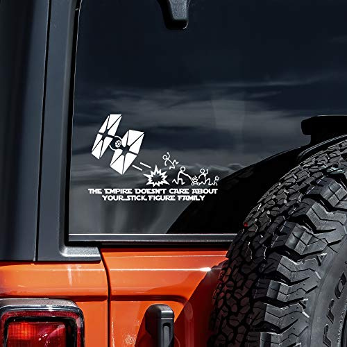 Empire Doesn't Care About Stick Figure Family Decal Vinyl Sticker Auto Car Truck Wall Laptop | White| 8 x 5