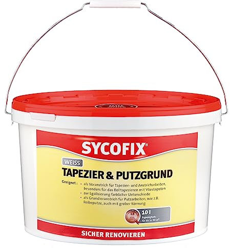 SYCOFIX Tapezier- u. Putzgrund LF 10 l, Tapetengrund, pigmentierte lösemittelfreie Grundierung vor Tapezier-, Putz- und Anstricharbeiten, reguliert Saugfähigkeit, Innen, Universalgrundierung