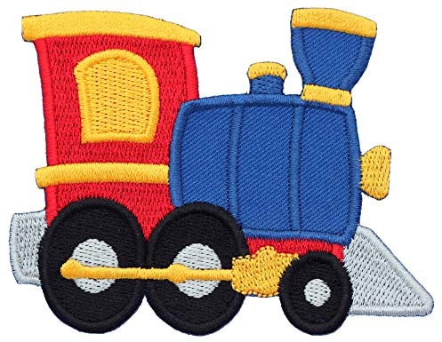 PatchMommy Dampflok Aufnäher zum Aufbügeln für Kinder, 7 x 9 cm | Gesticktes Bügelbild, Patch & Applikation für Baby- und Kinderkleidung & Rucksäcke – zum Aufbügeln oder Aufnähen