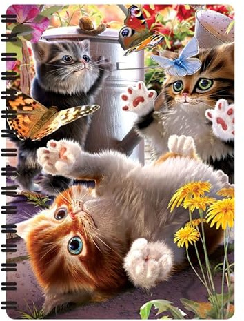 3D LiveLife Jotter – Kattunge Playtime från Deluxebase. Linsformad 3D A6 spiralanteckningsbok med vanliga återvunna papperssidor. Konstverk licensierat från den kända konstnären David Penfound