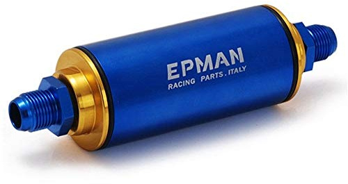 EPMAN Universellt 100 mikron AN8 aluminium högflöde bränsle inline bensinfilter bil lastbil bränslefilter (blå)