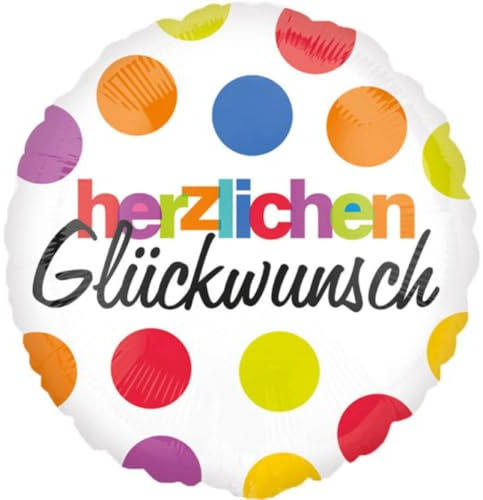 18/Ø45cm Folienballon Herzlichen Glückwunsch | Bunt