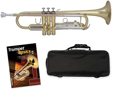 Tuyama® TTR-171 B-Trompete aus Messing - komplett mit Mundstück, Koffer, Zubehör + Trompetenlehrgang Trumpet Basics