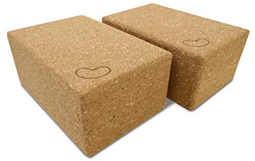 Bean Products Yoga Blocks - 2 Pack, Cork, Large - 4x6x9, supportive for improved yoga, pilates, fitness practice.