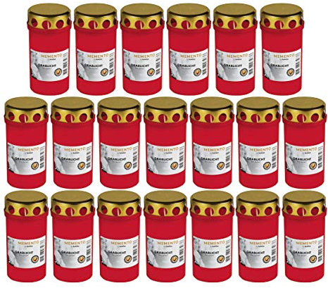 Beste Choice Grablicht Brenner Nr. 3 rot mit Deckel Grabkerzen Friedhofskerzen Grablichtkerze Trauerlicht Gedenkkerze Grabdekoration Grabdeko (20er Pack)