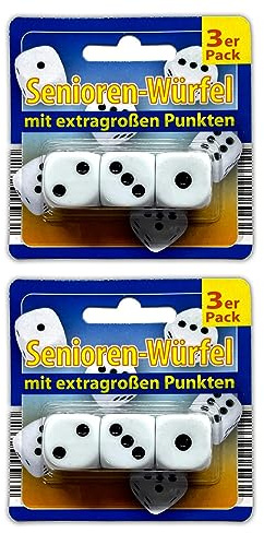 HAC24 6X XL Augenwürfel Set Große Spielwürfel Senioren Würfel Knobel