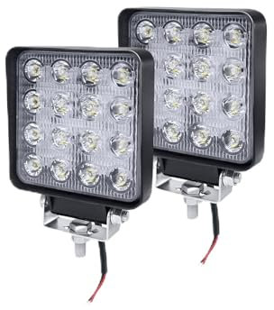 LARS360 48W LED Arbeitsscheinwerfer Offroad Flutlicht Fluter 2 Stück 10V-30V Rückfahrscheinwerfer Zusatzscheinwerfer Scheinwerfer für Trecker KFZ Bagger SUV, UTV, ATV
