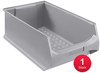 aidB Sichtlagerbox 500x300x200mm – Sortierboxen für Kleinteile – Lagerboxen für Werkstatt & Gewerbe – Kleinteilmagazin mit offener Front – Sortimentskasten für Schütten & Regalsysteme - Gr. 5.0 - Grau