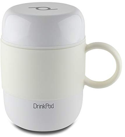 Drink Pod mug isotherme avec manche en acier inoxydable à double paroi sans BPA – 0.28L, blanc, 6 heures chaud ou froid