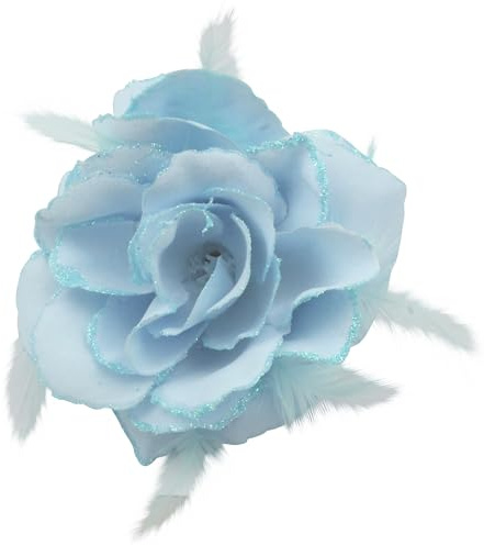 Großer Babyblauer Rosen-Haarclip, großer Rosen-Fascinator, blauer Blumen-Haarclip, blaue Haar-Accessoires, Clips elastisch, Hochzeitsblumen-Haar, 1 Stück