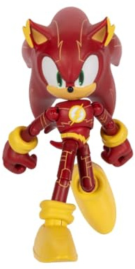 DC x Sonic Sonic The Flash Action Figure 13 cm, Jakks Pacific Ufficiale, Altamente Articolata, Design Dettagliato, Confezione da Collezione