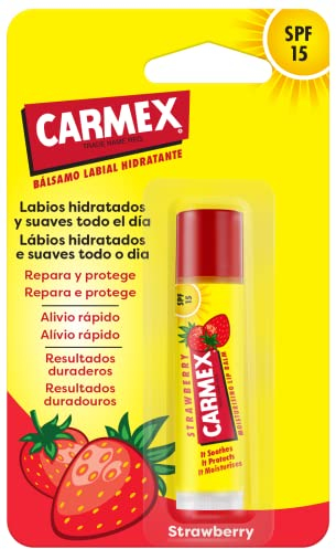 Carmex Bálsamo Labial SPF 15, Click Stick Fresa, 4.25g