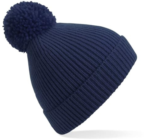 B382 konstruerad stickad ribbad pom pom mössa