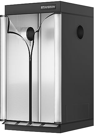 STAYGROW 2000D 2 x 2 odlingstält med full vy genomskinlig dörr, industriledande mylar-duk med högsta densitet 61 x 61 x 122 cm tält, enkel montering 2 x 2 x 4 med stark dragkedja för inomhusväxter som
