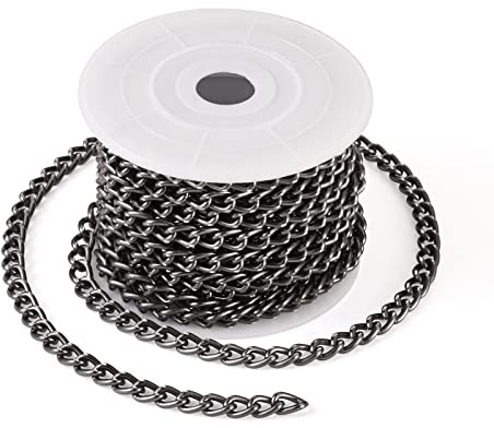 Craftdady 16.4 ft Aluminum Curb Chain Link 8x5mm Twisted Unwelded Oval Cross Chain Link Necklace Chain with Spool for Bracelet Tassel DIY Crafts Jewelry Making