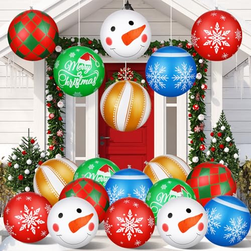 Jetec Riesige aufblasbare Weihnachtskugeln, PVC, zum Aufhängen, dekoriert, für drinnen und draußen, Weihnachtsschmuck für Baum, Hof, Rasen, Veranda, Urlaub, festliche Dekorationen (klassischer Stil),