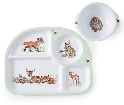 Wrendale Designs Childs - Juego de platos y cuencos divididos de melamina