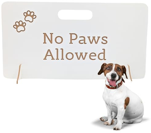 No Paws Stair Gates for Dogs | Dog Gate No Drilling | Indoor Pet Barrier Portable Wooden Puppy Gate for Stairs and Doorways Dog Stopper (White Melamine, 40cm (Height) x 75cm (Length))