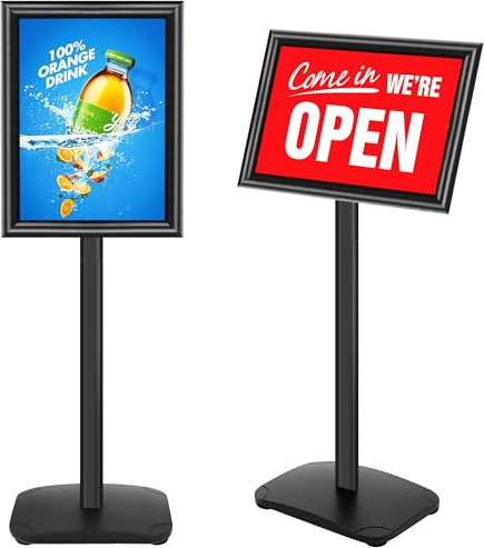 VAIIGO Présentoir DIN A3, Stands de Présentation avec Base, Support de Panneau Extérieur, Porte-Affiche en Métal – Support pour Publicités, Menus & Posters (Noir, A3)