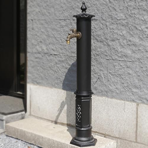 Retro Fuente Jardin Exterior, Columna de Agua Anticongelante para Jardín, Aluminio, para Riego y Riego(Black)