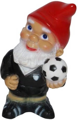 Gartenzwerg Schiedsrichter Fußball klein Höhe 17 cm Gartendeko Dekofigur Zwerg aus Kunststoff