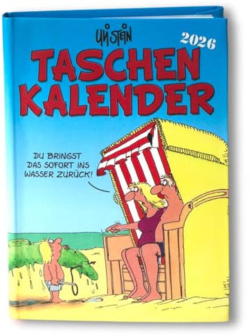 Uli Stein Kalender 2026 - Taschenkalender Terminplaner - 80x111mm - Jahreskalender mit Motiv Seiten +5 Postkarten Geschenk - Cartoon Kalender - Monatskalender mit lustigen Sprüchen