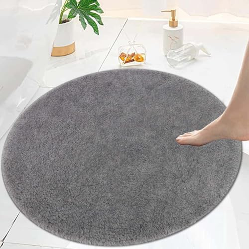 Famibay Alfombra Baño Antideslizante 80x80cm Redondo Alfombrilla Baño Gris Lavable Microfibra Absorbe Suave Alfombra Baño Inodoro