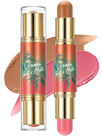 Blush Contour Stick - Double crayon crème pour joues, yeux et lèvres - Durable et imperméable - Pour peau impeccable, maquillage hautement pigmenté avec finition éclatante