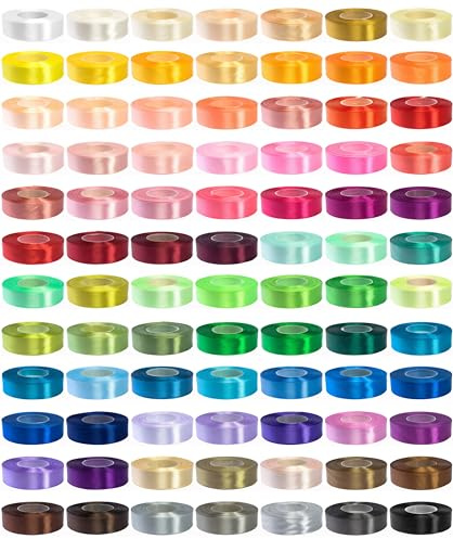 Satinband 3mm / 6mm / 12mm / 25mm / 38mm / 50mm; 32m / 91m Schleifenband Dekoband Hochzeit Geschenkband Karten, 84 Farben (8002 Weiß, #04-25mm/32m)