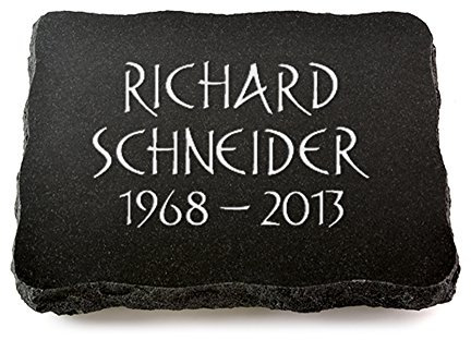 MEMORUM Grabmale Grabplatte, Grabstein, Grabkissen, Urnengrabstein, Liegegrabstein Modell Pure 40 x 30 x 5 cm Indisch Black-Granit, poliert inkl. Gravur (Ohne Ornament)