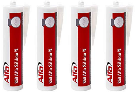 850 ALFA Silicone N - Colle d'étanchéité pour pare-vapeur, noir, 4 pièces, intérieur/extérieur, scellant neutre pour joints