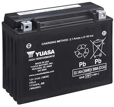 Yuasa YTX24HL Batterie de moto AGM VRLA 12 V 350 CCA haute performance sans entretien