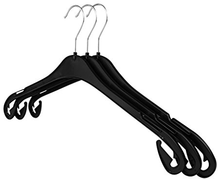 RSR-Hangers® Kleiderbügel NA T 43 cm aus Kunststoff 100 Stück Hemdenbügel 360° drehbarer Haken Blusenbügel Kunststoff Schwarz Made in Germany