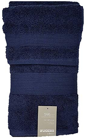 Zucchi Nuovo Solo Tuo Set 1+1 Asciugamano Viso più Asciugamano ospite in Spugna Puro Cotone Pettinato da 560gr/metro Quadro, Indigo 3340