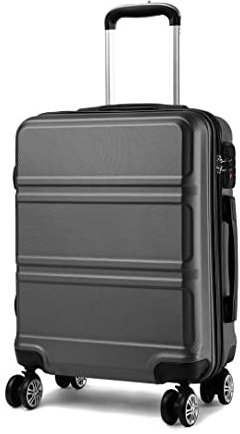 KONO Handgepäck Trolley Koffer Leicht Hartschalenkoffer Reisekoffer mit 4 Rollen und TSA Schloss, 52x38x21cm, 36Liter, Zwillingsrollen Rollkoffer, ABS+PC Hartschale (Grau, M)