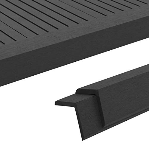 Festnight Terrasse Winkelleisten Abschlussleiste 5 Stk. WPC Terrassen-Winkelprofile L-Leiste 170 x 4,5 x 4,5 cm Umweltfreundlich Schwarz