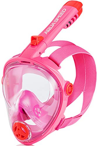 Aqua Speed Tauchermaske Vollmaske Erwachsene & Kinder I Tauchmaske Vollgesichtsmaske I Schnorchelmaske 180° Panorama I Full Face Maske mit Schnorchel I Snorkeling Mask I Tauchen Schnorcheln